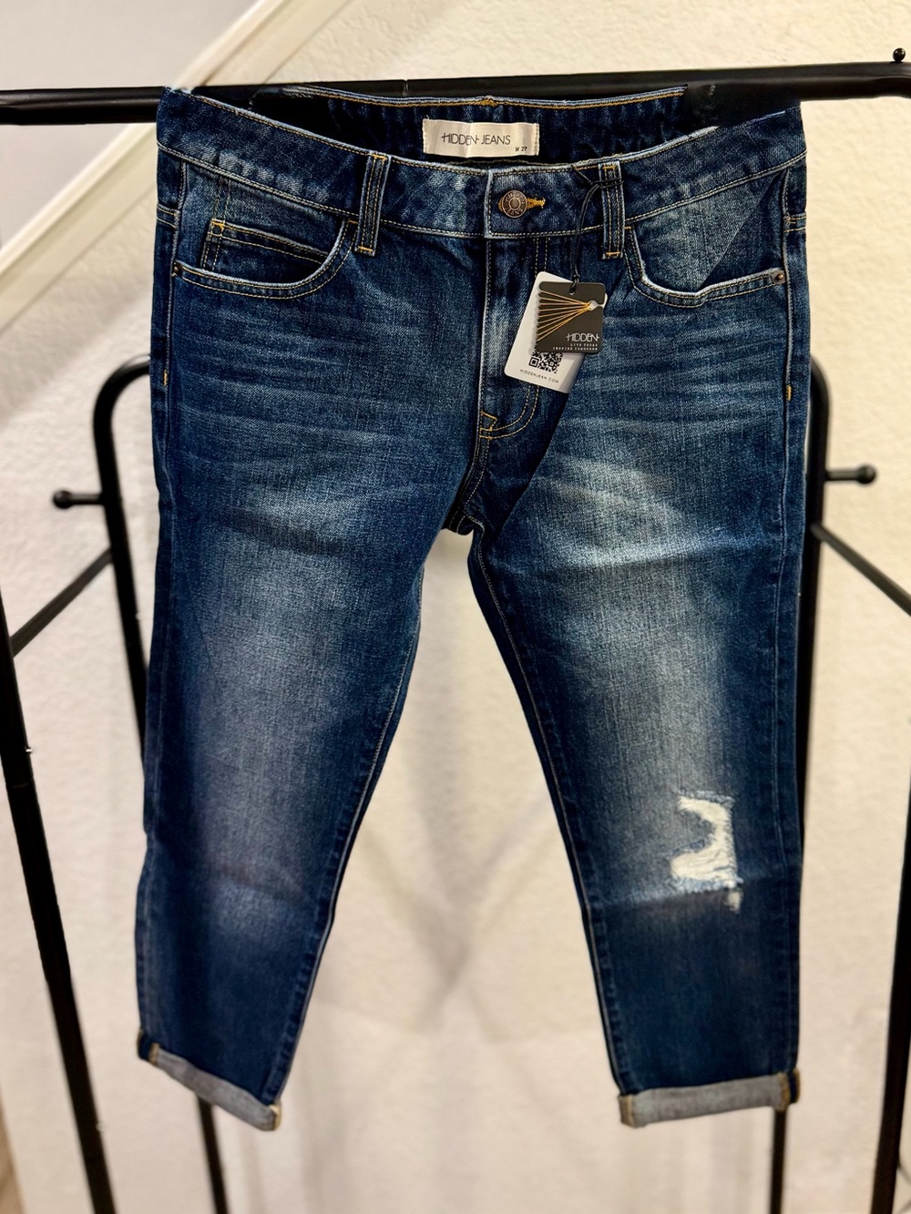 Men’s Dark Blue Distressed Slim Jeans